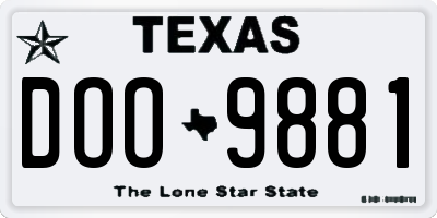 TX license plate DOO9881