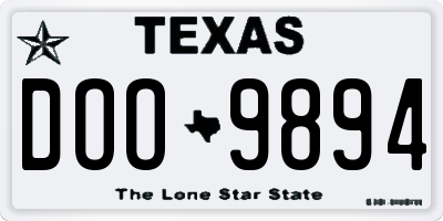 TX license plate DOO9894