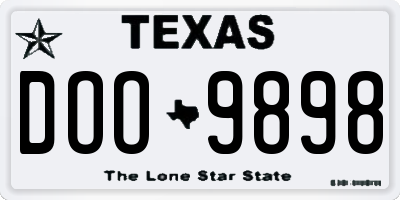 TX license plate DOO9898