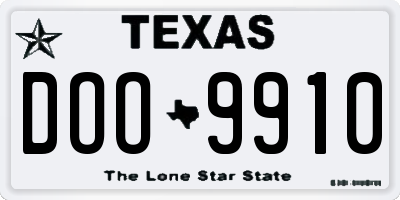 TX license plate DOO9910