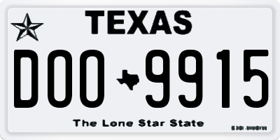 TX license plate DOO9915