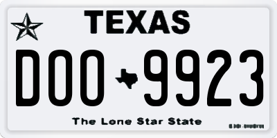 TX license plate DOO9923