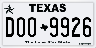 TX license plate DOO9926