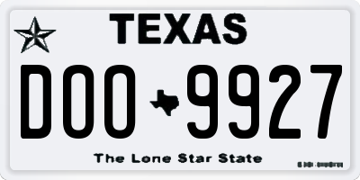 TX license plate DOO9927