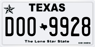 TX license plate DOO9928