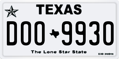 TX license plate DOO9930