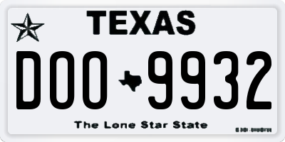 TX license plate DOO9932