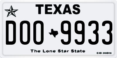 TX license plate DOO9933