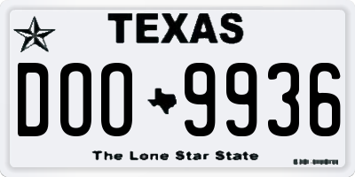 TX license plate DOO9936