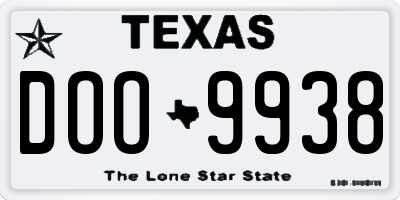 TX license plate DOO9938