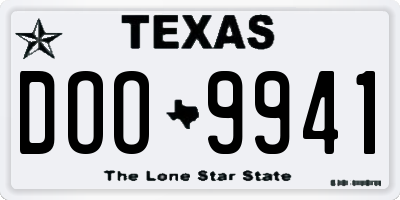 TX license plate DOO9941
