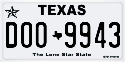 TX license plate DOO9943