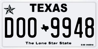 TX license plate DOO9948