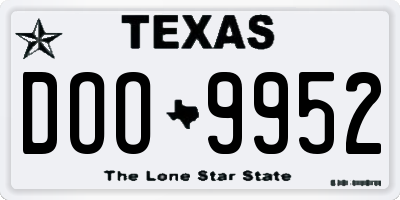 TX license plate DOO9952