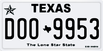 TX license plate DOO9953