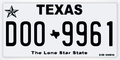TX license plate DOO9961