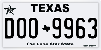 TX license plate DOO9963