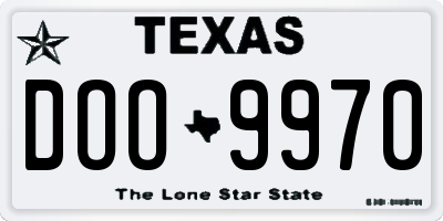 TX license plate DOO9970