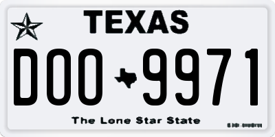 TX license plate DOO9971
