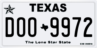 TX license plate DOO9972