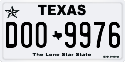 TX license plate DOO9976