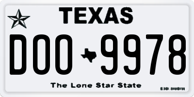 TX license plate DOO9978