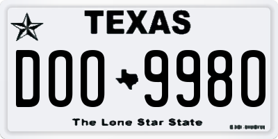 TX license plate DOO9980