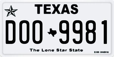 TX license plate DOO9981