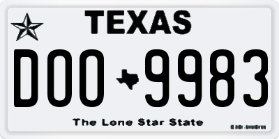 TX license plate DOO9983