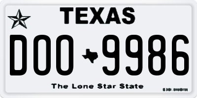 TX license plate DOO9986