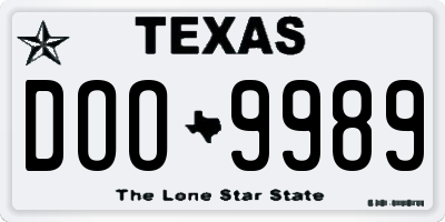 TX license plate DOO9989