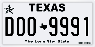 TX license plate DOO9991