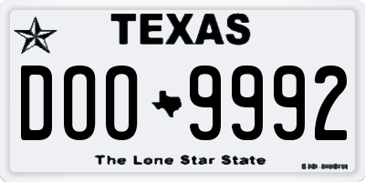 TX license plate DOO9992