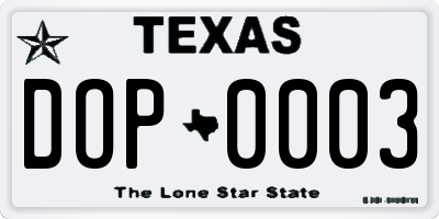 TX license plate DOP0003