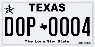 TX license plate DOP0004