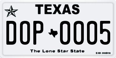 TX license plate DOP0005