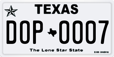 TX license plate DOP0007