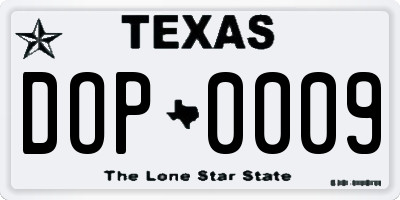 TX license plate DOP0009