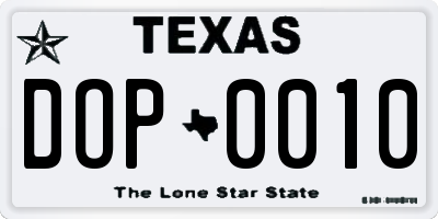 TX license plate DOP0010
