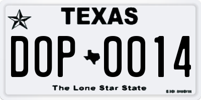 TX license plate DOP0014