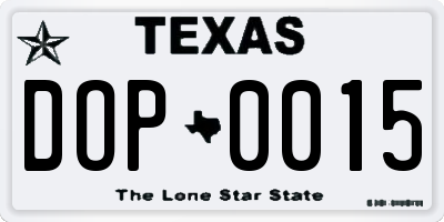 TX license plate DOP0015
