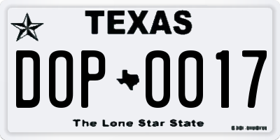 TX license plate DOP0017