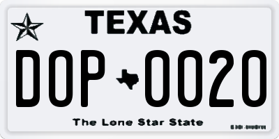 TX license plate DOP0020