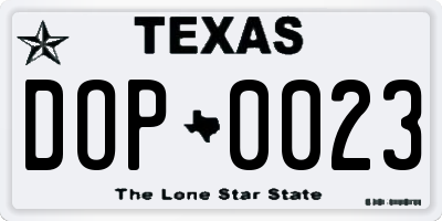 TX license plate DOP0023