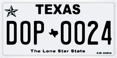TX license plate DOP0024