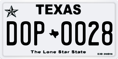 TX license plate DOP0028