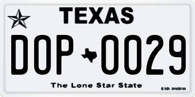 TX license plate DOP0029