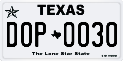 TX license plate DOP0030