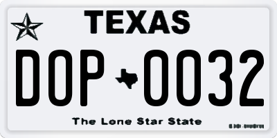TX license plate DOP0032
