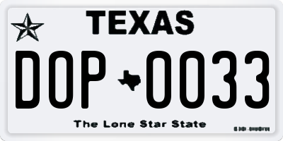 TX license plate DOP0033